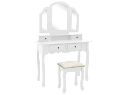 Multidom Toaletný stolík so stoličkou biely 100x40x146 cm drevo paulovnie