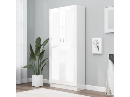 Multidom Knižnica, lesklá biela 82,5x30,5x185,5 cm, kompozitné drevo