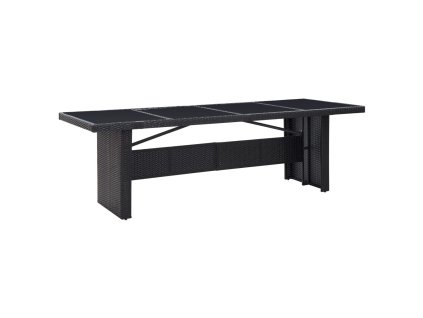 Multidom Záhradný stôl, čierny 240x90x74 cm, polyratan a sklo