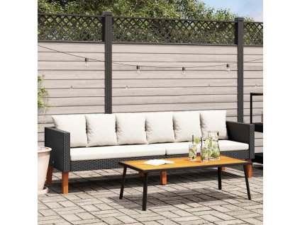 Multidom 3-miestna záhradná pohovka s podložkami, polyratan, čierna