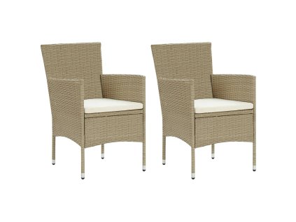 Multidom Záhradné jedálenské stoličky 2 ks polyratanové béžové