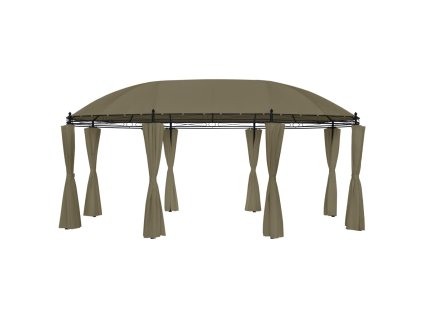 Multidom Altánok so závesmi 520x349x255 cm, sivohnedý 180 g/m²