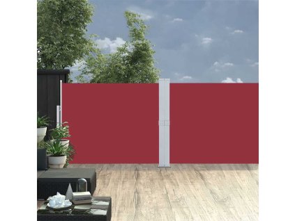 Multidom Zaťahovacia bočná markíza na terasu 140x1200 cm, červená