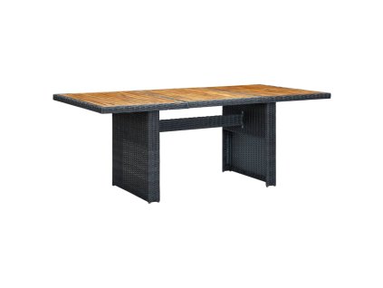 Multidom Záhradný stôl, tmavosivý, polyratan a akáciový masív
