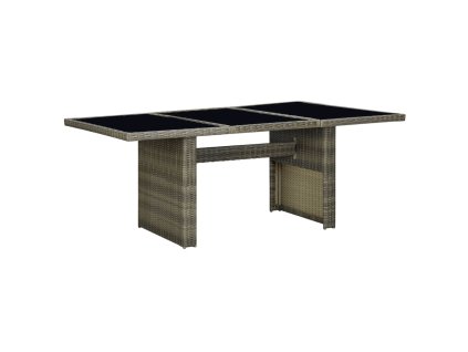 Multidom Záhradný stôl, hnedý, polyratan a tvrdené sklo