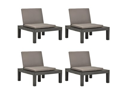 Multidom Záhradné stoličky s podložkami 4 ks plast antracitové