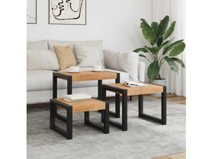 Multidom Zasúvacie stolíky 3 ks, dubový masív