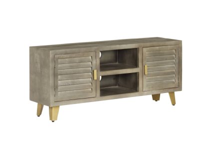 Multidom TV stolík z masívneho mangovníkového dreva sivý a mosadzný 110x30x48 cm