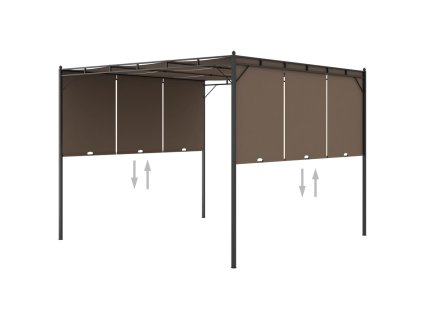 Multidom Záhradný altánok s bočným závesom sivohnedý 3x3x2,25 m