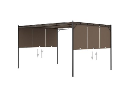 Multidom Záhradný altánok s bočným závesom sivohnedý 4x3x2,25 m