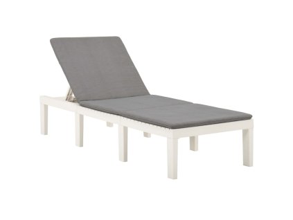 Multidom Záhradné ležadlo s podložkou plastové biele