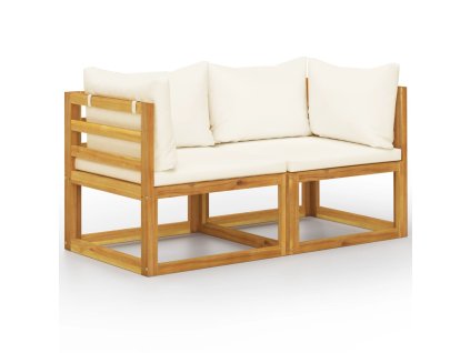 Multidom 2-miestna záhradná lavica s krémovobielymi vankúšmi