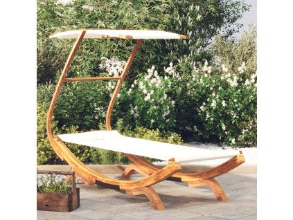 Multidom Vonkajšia posteľ a strieška 100x190x134cm ohýbaný masív krémová