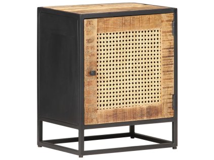 Multidom Nočný stolík 40x30x50 cm surové mangovníkové drevo a rákos