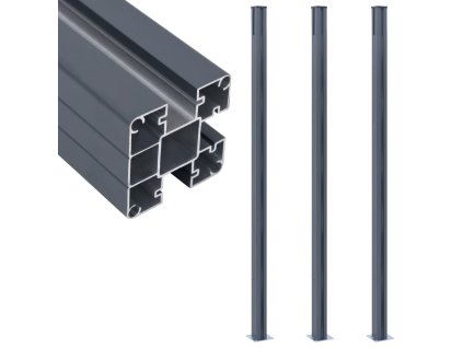 Multidom Plotové stĺpiky 3 ks tmavosivé 185 cm hliník