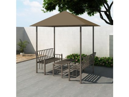 Multidom Záhradný altánok so stolom a lavicami 2,5x1,5x2,4 m sivohnedý 180 g/m²