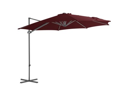 Multidom Závesný záhradný slnečník, oceľová tyč, bordový 300 cm