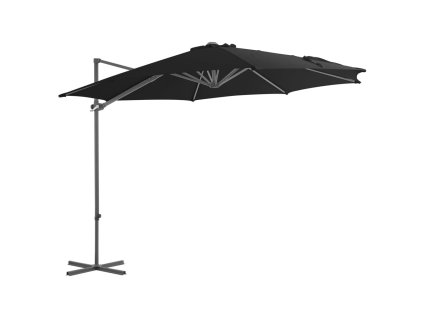 Multidom Závesný záhradný slnečník, oceľová tyč, čierny 300 cm