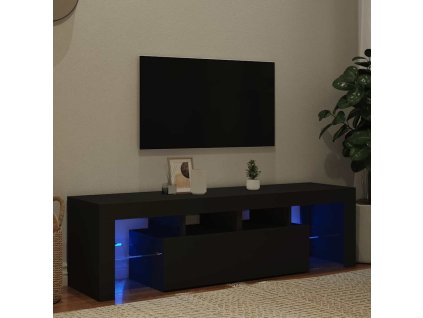 Multidom TV skrinka s LED svetlami, čierna 140x36,5x40 cm