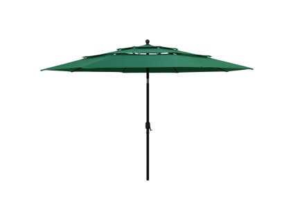 Multidom 3-stupňový záhradný slnečník, hliníková tyč, zelený 3,5 m