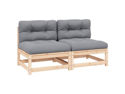 Multidom Záhradné stredové pohovky so sivými podložkami 2 ks borovicový masív