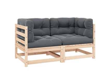 Multidom Záhradné rohové pohovky 2 ks, s podložkami, borovicový masív