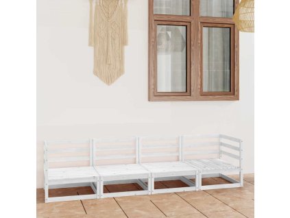 Multidom Záhradná 4-miestna biela pohovka masívna borovica