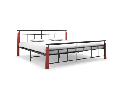Multidom Posteľný rám kov a masívne dubové drevo 200x200 cm