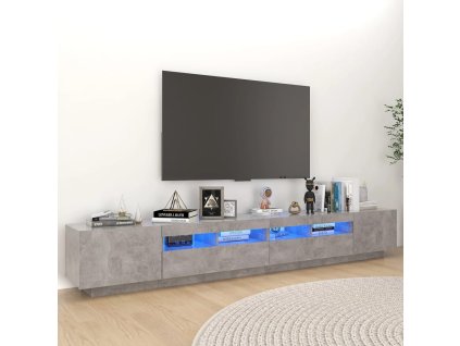 Multidom TV skrinka s LED svetlami betónová sivá 260x35x40 cm