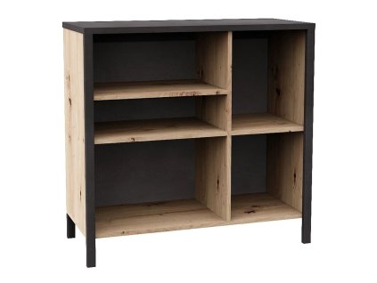 FMD Komoda s 5 otvorenými priehradkami dub artisan oceľ tmavá