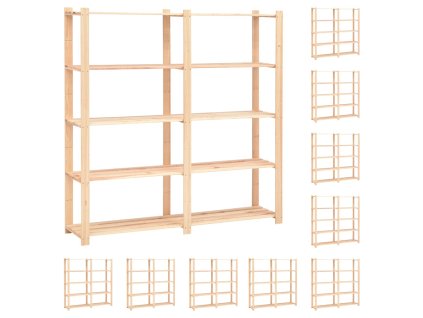 Multidom Regály s 5 policami 10 ks 170x38x170 cm borovicový masív 500 kg