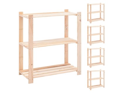 Multidom Regály s 3 policami 5 ks 80x38x90 cm borovicový masív 150 kg