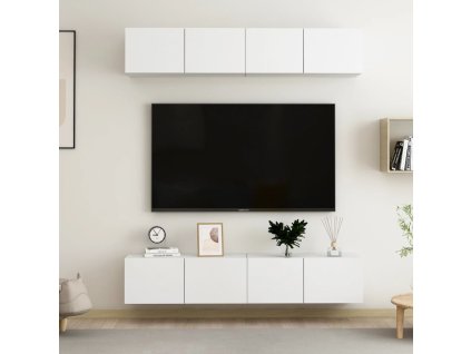 Multidom TV skrinky 4 ks, biele 80x30x30 cm, kompozitné drevo