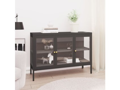 Multidom Komoda antracitová 105x35x70 cm oceľ a sklo