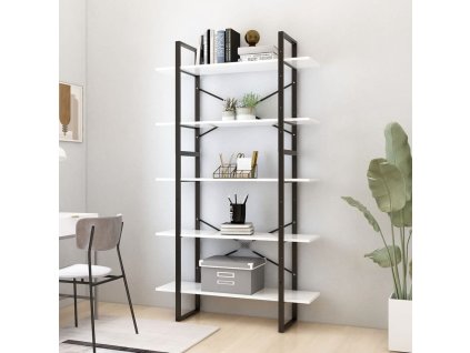 Multidom Knižnica s 5 policami, biela 100x30x175 cm, kompozitné drevo