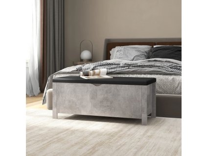 Multidom Úložný box+podložka, betónovo sivý 105x40x45cm kompozitné drevo