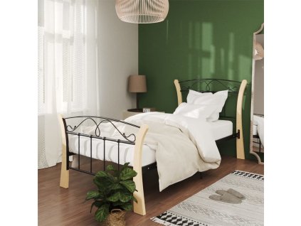 Multidom Posteľný rám, čierny, kovový 90x200 cm