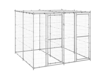 Multidom Vonkajšia voliéra pre psy pozinkovaná oceľ so strechou 4,84 m²