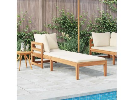 Multidom Ležadlo s 1 ramennou opierkou krémovo-biele akáciový masív