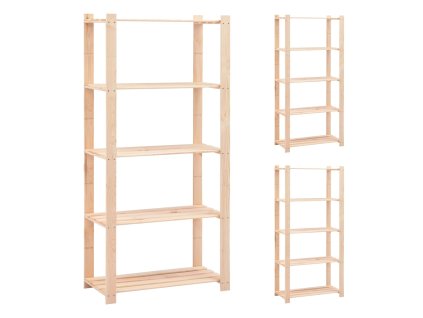 Multidom Regály s 5 policami 3 ks 80x38x170 cm borovicový masív 250 kg