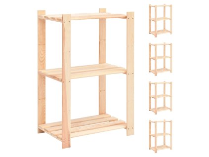 Multidom Regály s 3 policami 5 ks 60x38x90 cm borovicový masív 150 kg