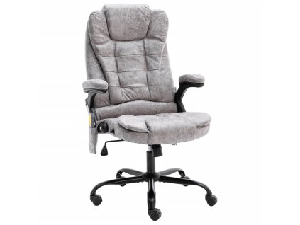 Multidom Masážne kancelárske kreslo, svetlosivé, umelý semiš