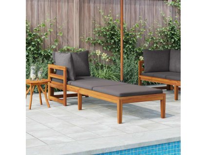 Multidom Ležadlo s 1 ramennou opierkou tmavosivé akáciový masív