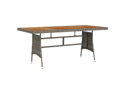 Multidom Záhradný stôl sivý 160x70x72 cm polyratan a akáciový masív