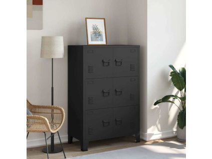 Multidom Industriálna úložná skrinka, čierna 75x40x115 cm, kov