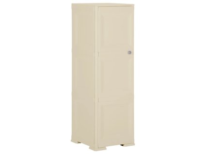 Multidom Plastová skrinka 40x43x125 cm, drevený dizajn, angorská biela