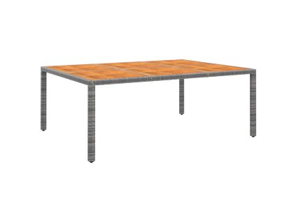 Multidom Záhradný stôl 200x150x75 cm akáciové drevo a polyratan sivý