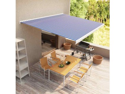 Multidom Kazetová markíza s motorom modro-biela 400x300 cm