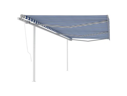 Multidom Automaticky zaťahovacia markíza so stĺpikmi 6x3 m modro-biela