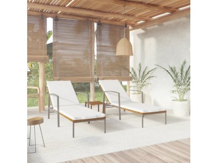 Multidom Záhradné ležadlá 2 ks so stolíkom, polyratan, hnedé